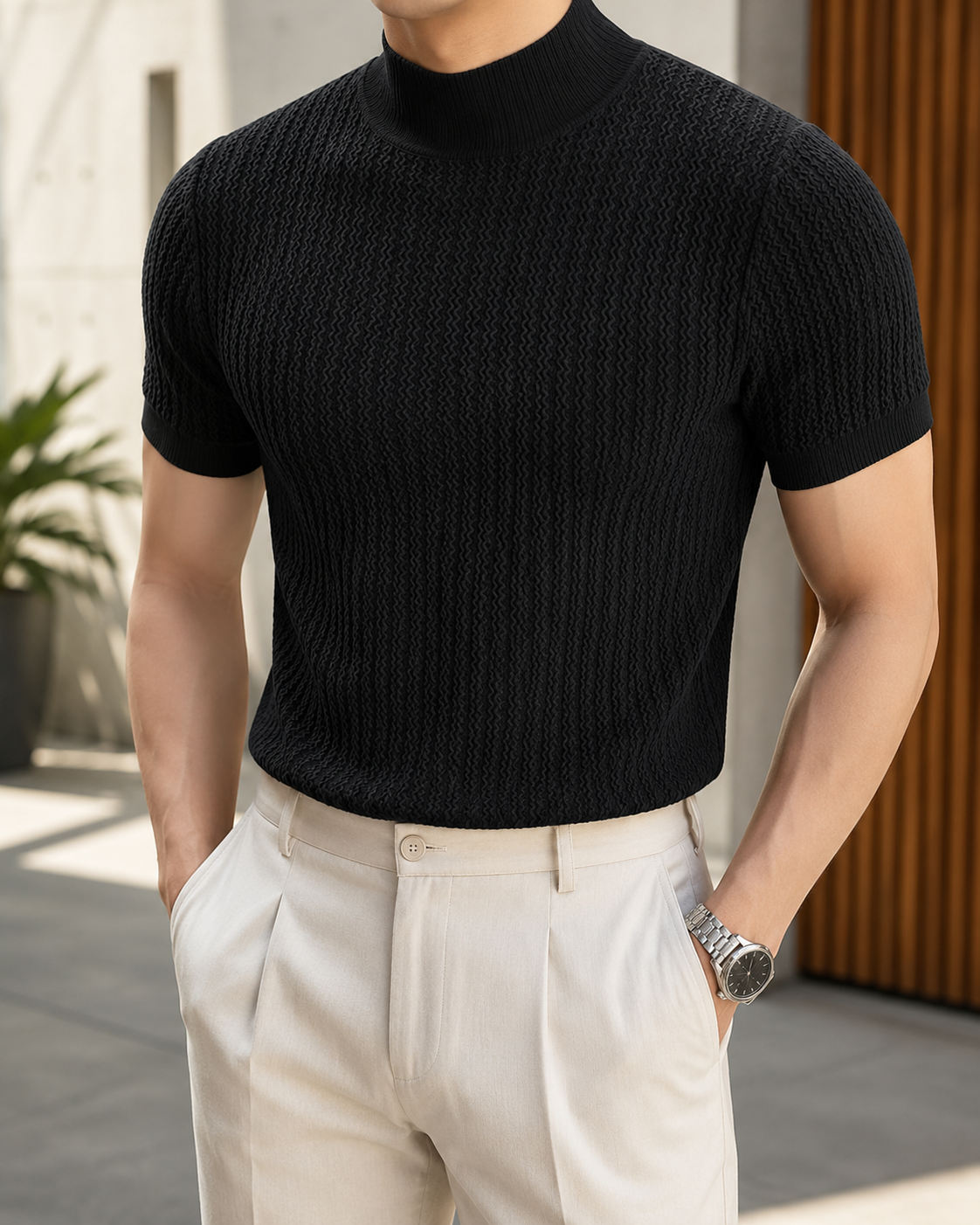 Men’s Mock Neck Short Sleeve Shirt